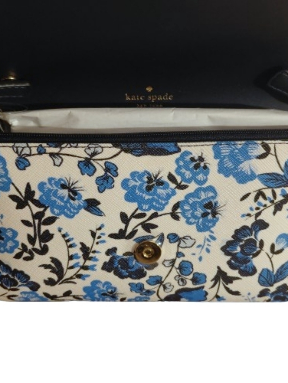 Kate Spade Vase Floral Print Blue Multi Wallet On String Crossbody Bag - Picture 4 of 5